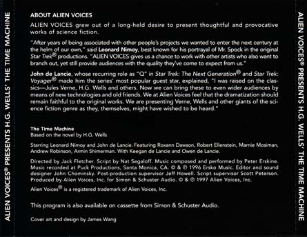 Alien Voices The time Machine CD cover backside